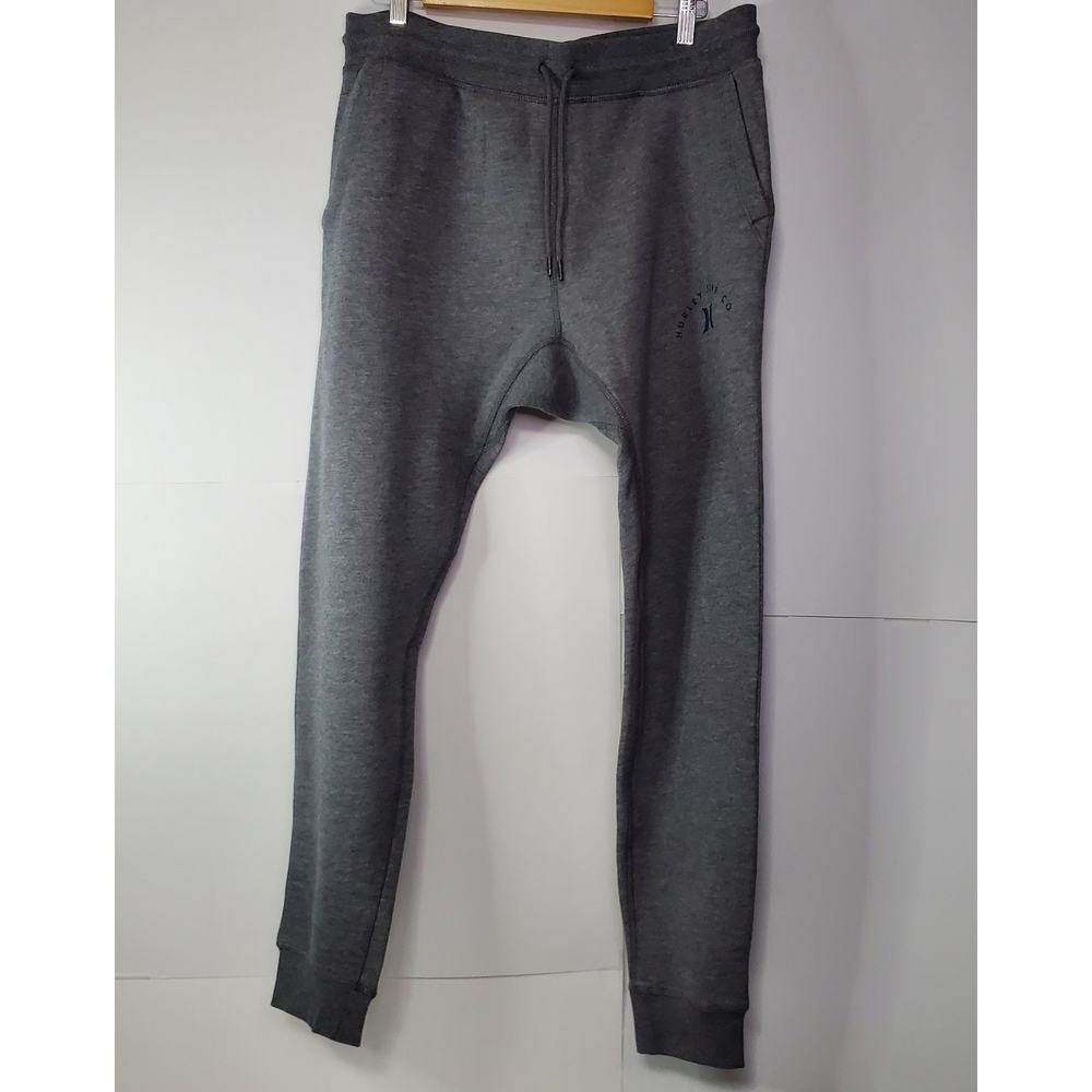 Hurley Jogger Sweatpants Men's Large Drawstring Pocket Logo Heathered Gray - Picture 6 of 9